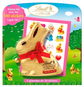 Le Lapin Or avec ses stickers Lindt 5.99€