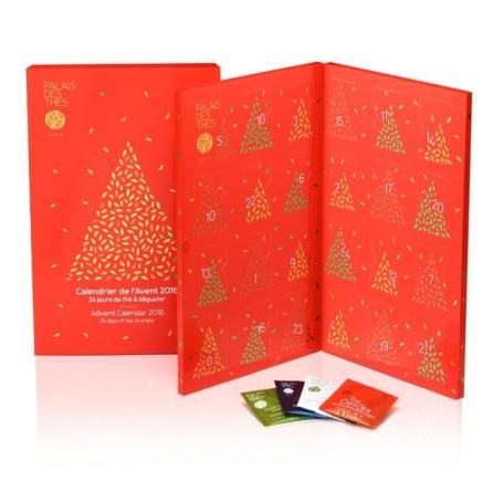 CALENDRIER DE L'AVENT PALAIS DES THES POUR SE REGALER DE THES PARFUMES,D'INFUSIONS ET DE THES CLASSIQUES . PRIX 23 €