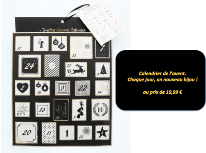 CALENDRIER DE L'AVENT MOA RECEVOIR UN BIJOU CHAQUE JOUR C'EST LE TOP DU BONHEUR PRIX : 19,99 €