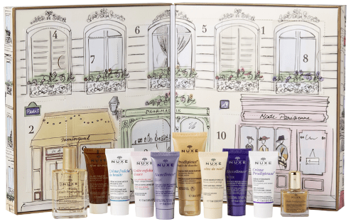 CALENDRIER DE L'AVENT NUXE POUR MONOPRIX; &à JOURS ET &à INCONTOURNABLES DE LA MARQUE NUXE POUR SE CHOUCHOUTER. PRIX : 45,90 €